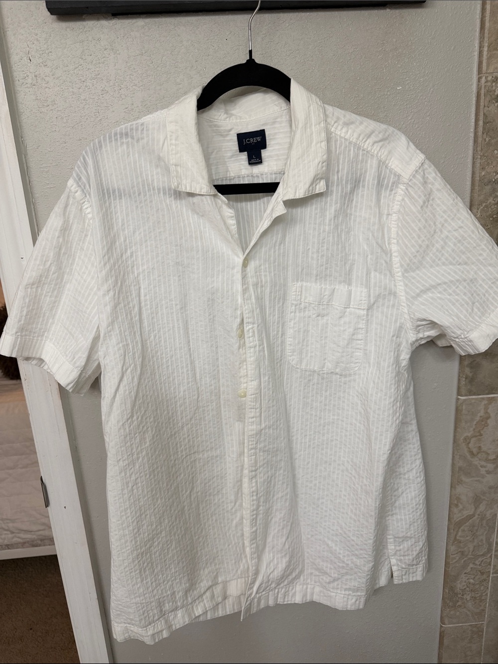 J. Crew White Short-Sleeve Button-Down Camp Shirt
